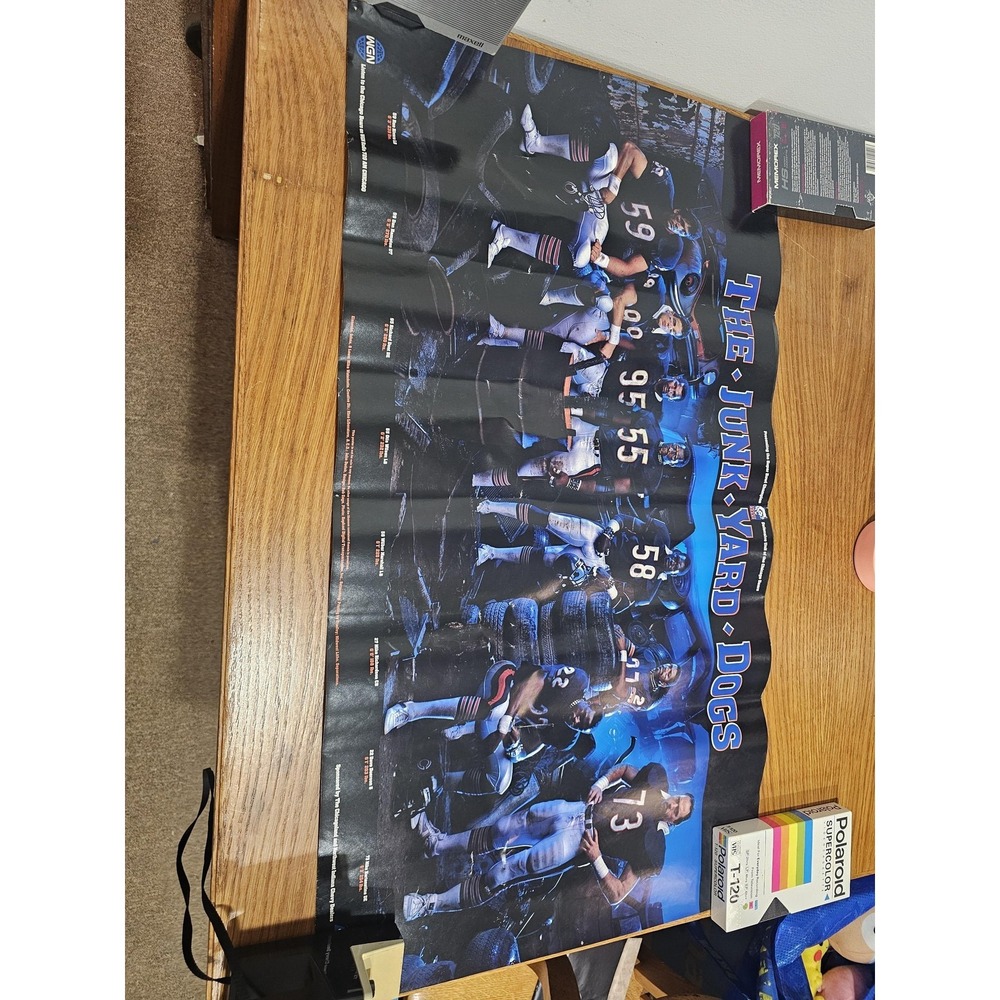 Vintage Chicago Bears Poster One Size Blue NFL Football Junkyard Dogs 80s